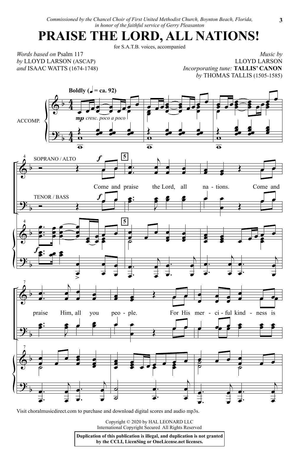 Lloyd Larson Praise The Lord, All Nations! Sheet Music Notes & Chords for SATB Choir - Download or Print PDF