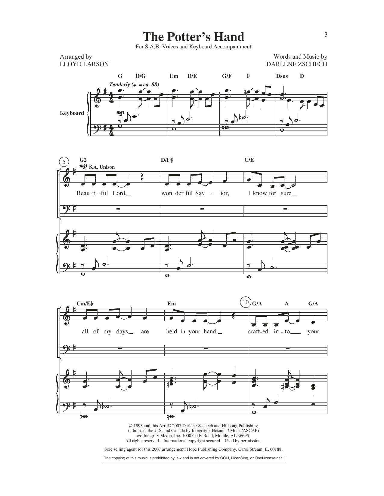 Lloyd Larson The Potter's Hand Sheet Music Notes & Chords for Piano, Vocal & Guitar (Right-Hand Melody) - Download or Print PDF