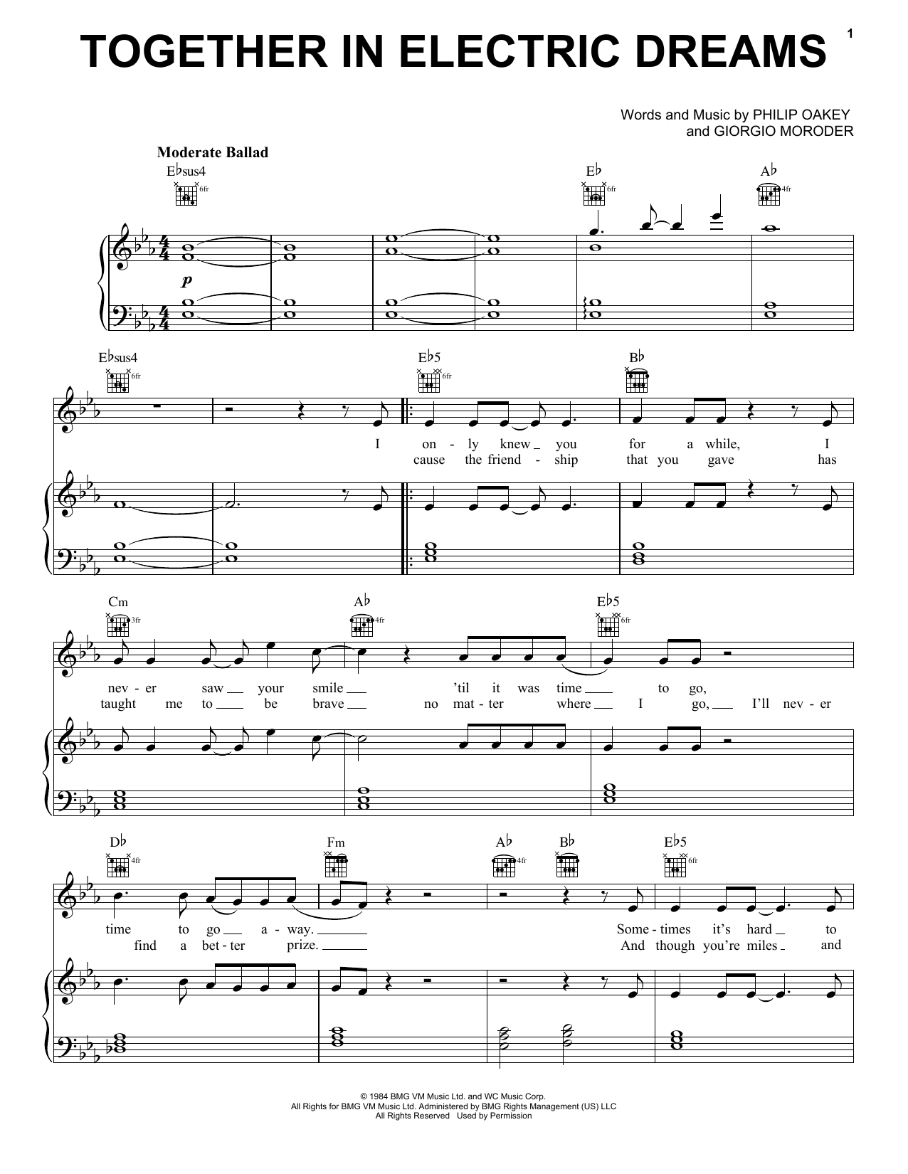 Lola Young Together In Electric Dreams (John Lewis 2021) Sheet Music Notes & Chords for Piano, Vocal & Guitar (Right-Hand Melody) - Download or Print PDF
