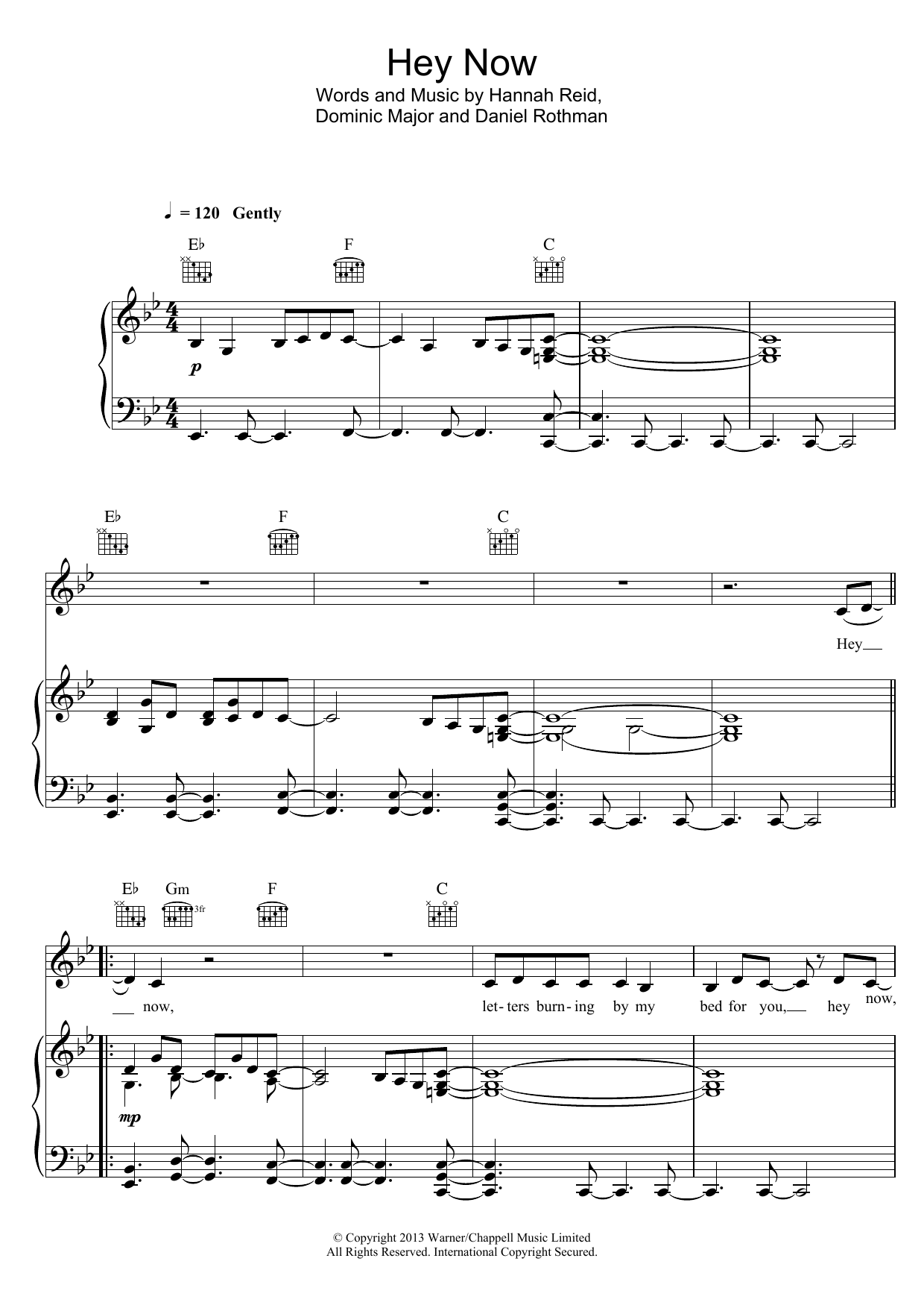 London Grammar Hey Now Sheet Music Notes & Chords for Piano, Vocal & Guitar - Download or Print PDF