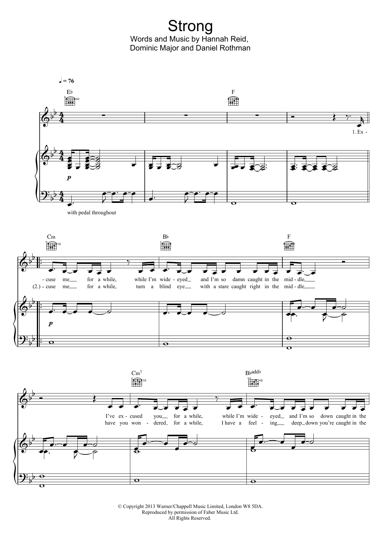 London Grammar Strong Sheet Music Notes & Chords for Piano, Vocal & Guitar - Download or Print PDF