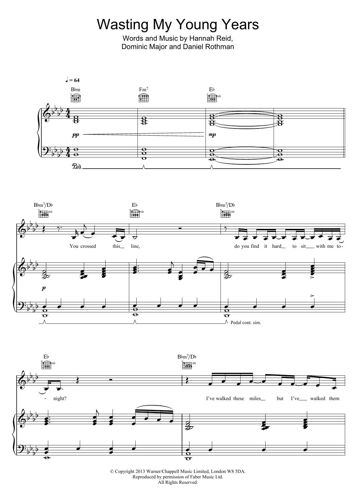London Grammar Wasting My Young Years Sheet Music Notes & Chords for Piano, Vocal & Guitar - Download or Print PDF