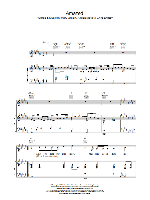 Lonestar Amazed Sheet Music Notes & Chords for Melody Line, Lyrics & Chords - Download or Print PDF