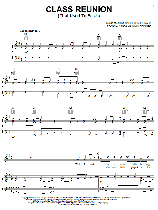 Lonestar Class Reunion (That Used To Be Us) Sheet Music Notes & Chords for Piano, Vocal & Guitar (Right-Hand Melody) - Download or Print PDF