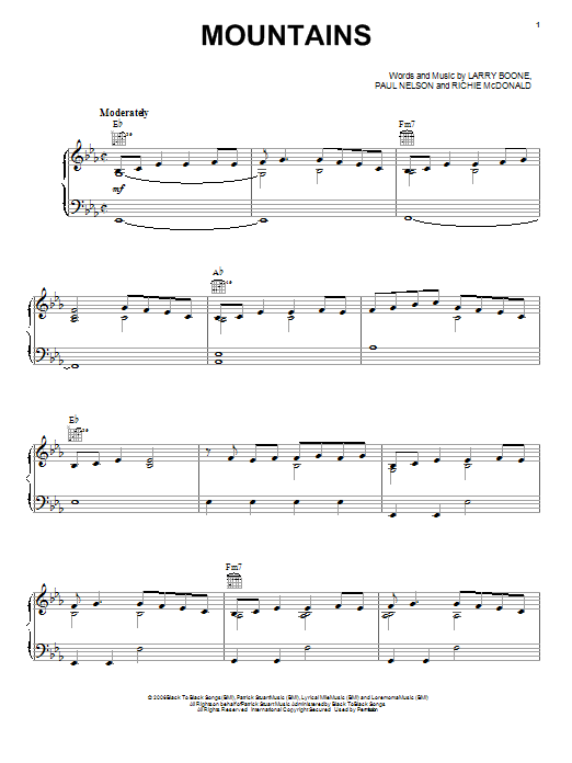 Lonestar Mountains Sheet Music Notes & Chords for Piano, Vocal & Guitar (Right-Hand Melody) - Download or Print PDF Lonestar Mountains Sheet Music Notes & Chords for Piano, Vocal & Guitar (Right-Hand Melody) - Download or Print PDF
