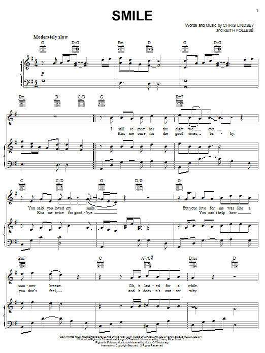 Lonestar Smile sheet music notes and chords. Download Printable PDF.