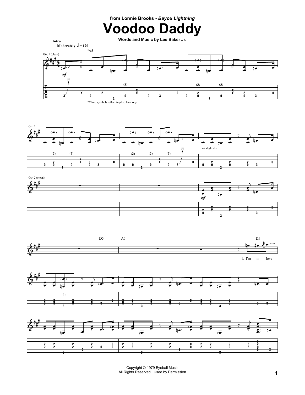 Lonnie Brooks Voodoo Daddy Sheet Music Notes & Chords for Guitar Tab - Download or Print PDF