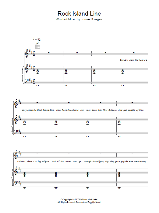 Lonnie Donegan Rock Island Line Sheet Music Notes & Chords for Melody Line, Lyrics & Chords - Download or Print PDF