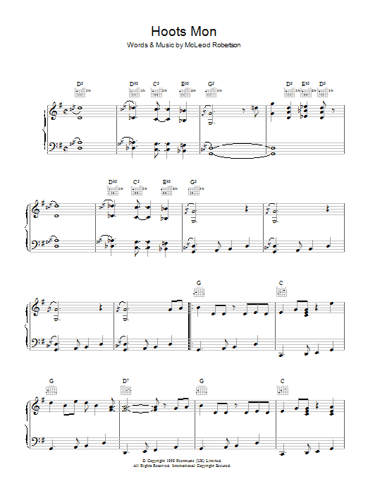 Lord Rockingham's XI Hoots Mon Sheet Music Notes & Chords for Lyrics & Chords - Download or Print PDF