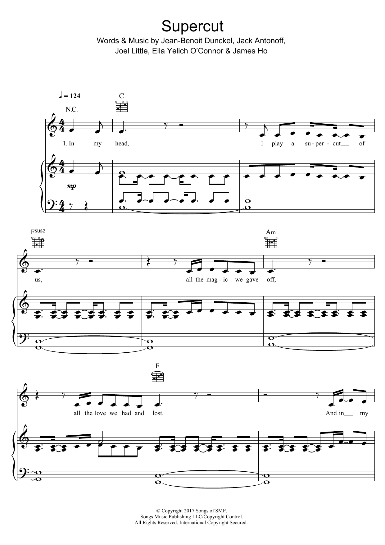 Lorde Supercut Sheet Music Notes & Chords for Piano, Vocal & Guitar (Right-Hand Melody) - Download or Print PDF