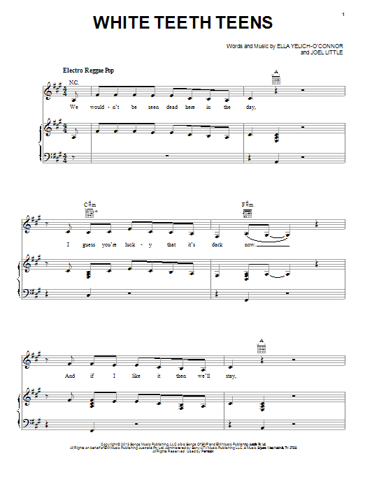 Lorde White Teeth Teens Sheet Music Notes & Chords for Easy Piano - Download or Print PDF