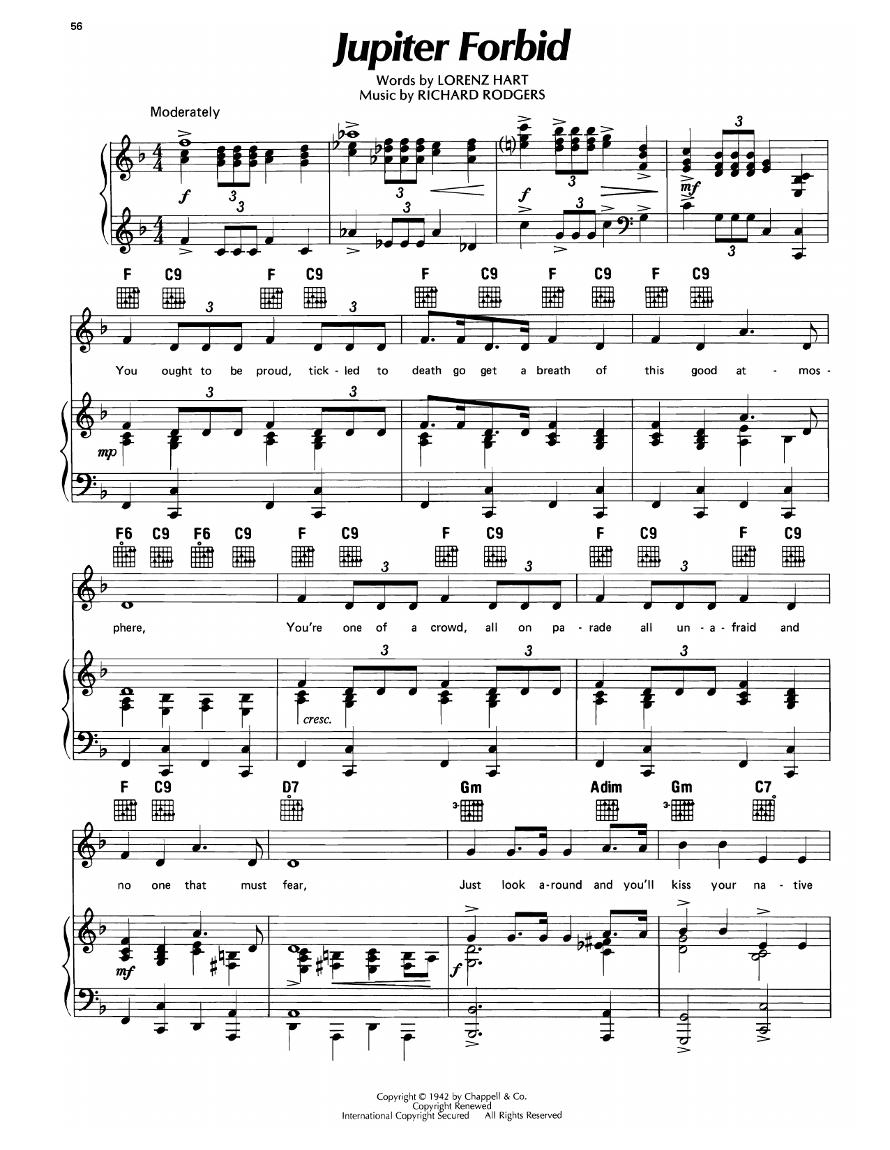 Lorenz Hart Jupiter Forbid (from By Jupiter) Sheet Music Notes & Chords for Piano, Vocal & Guitar Chords (Right-Hand Melody) - Download or Print PDF