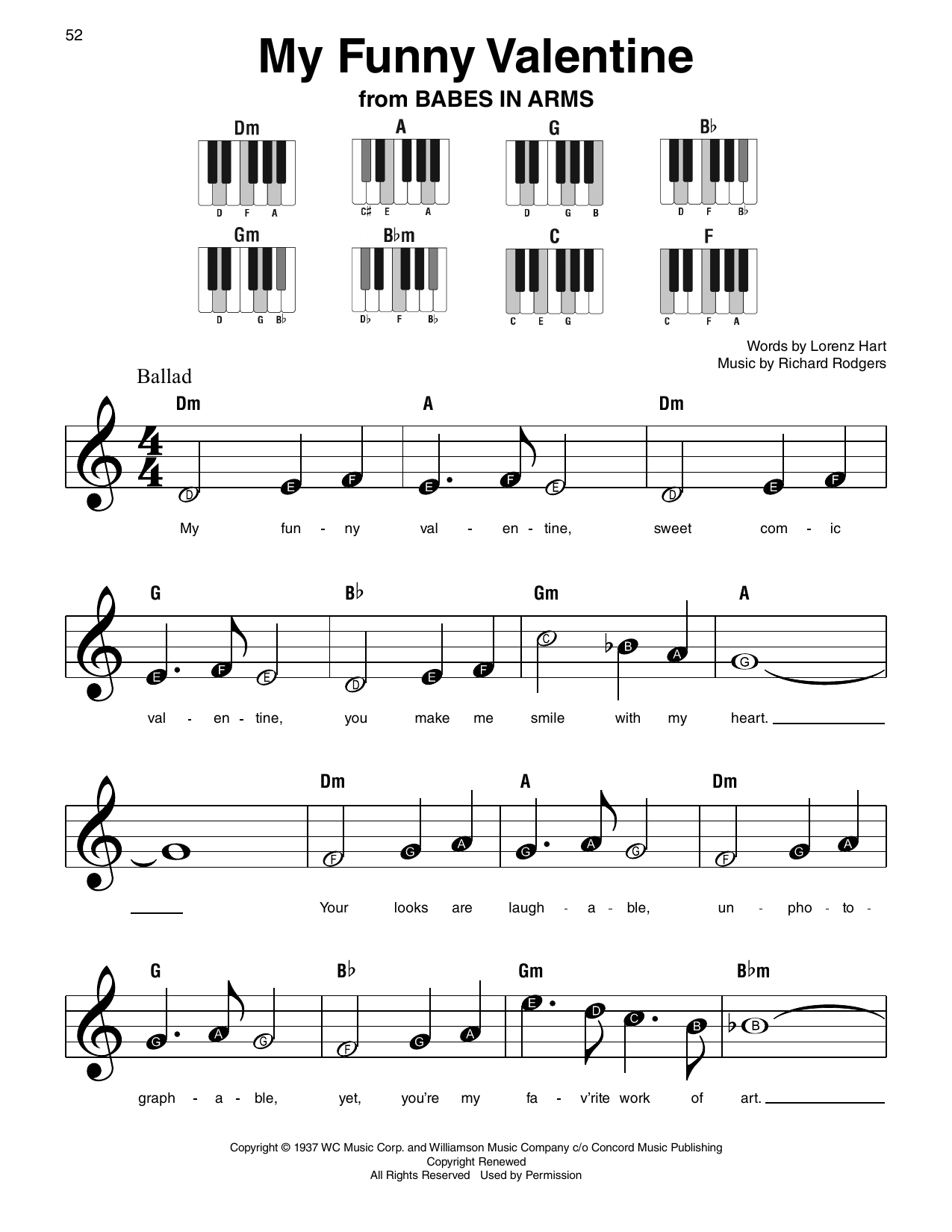 Lorenz Hart My Funny Valentine (from Babes In Arms) Sheet Music Notes & Chords for Super Easy Piano - Download or Print PDF