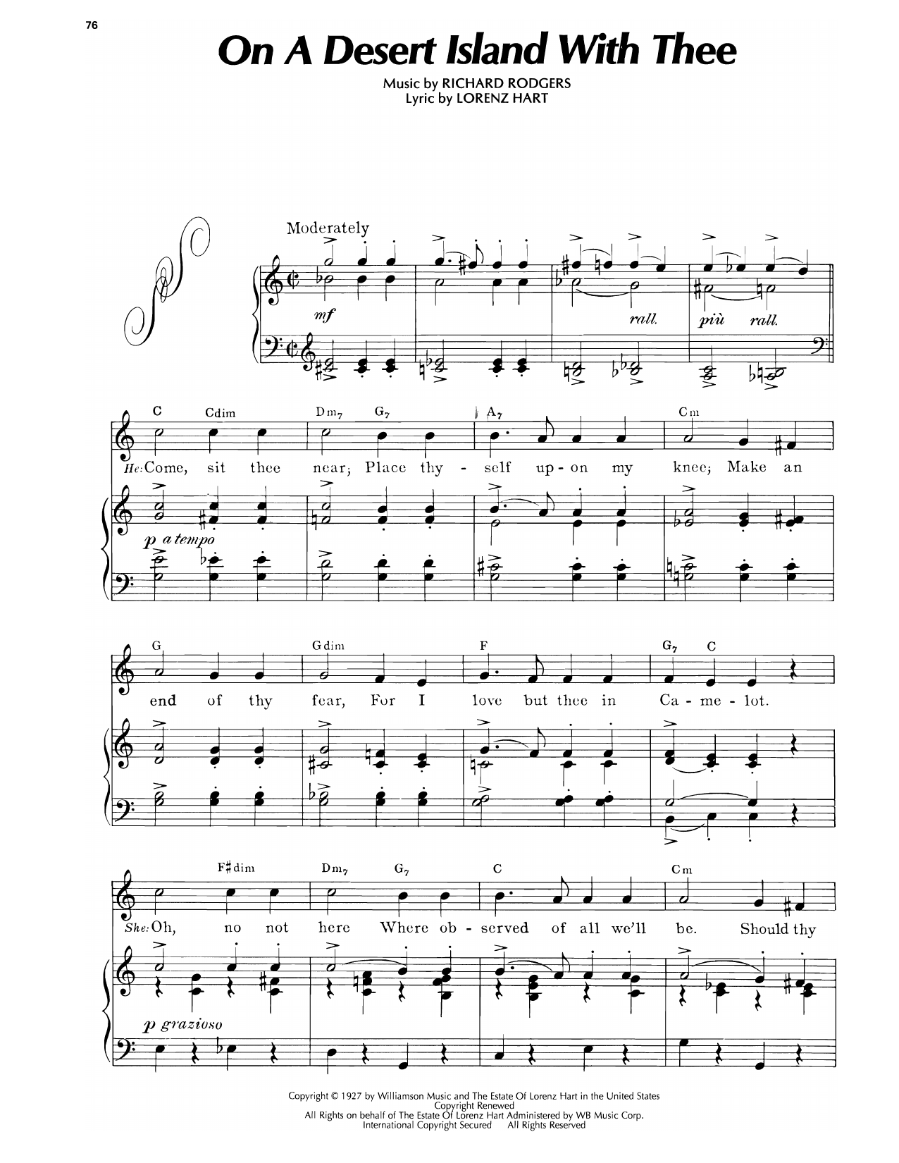 Lorenz Hart On A Desert Island With Thee (from A Connecticut Yankee) Sheet Music Notes & Chords for Piano, Vocal & Guitar Chords (Right-Hand Melody) - Download or Print PDF Lorenz Hart On A Desert Island With Thee (from A Connecticut Yankee) Sheet Music Notes & Chords for Piano, Vocal & Guitar Chords (Right-Hand Melody) - Download or Print PDF