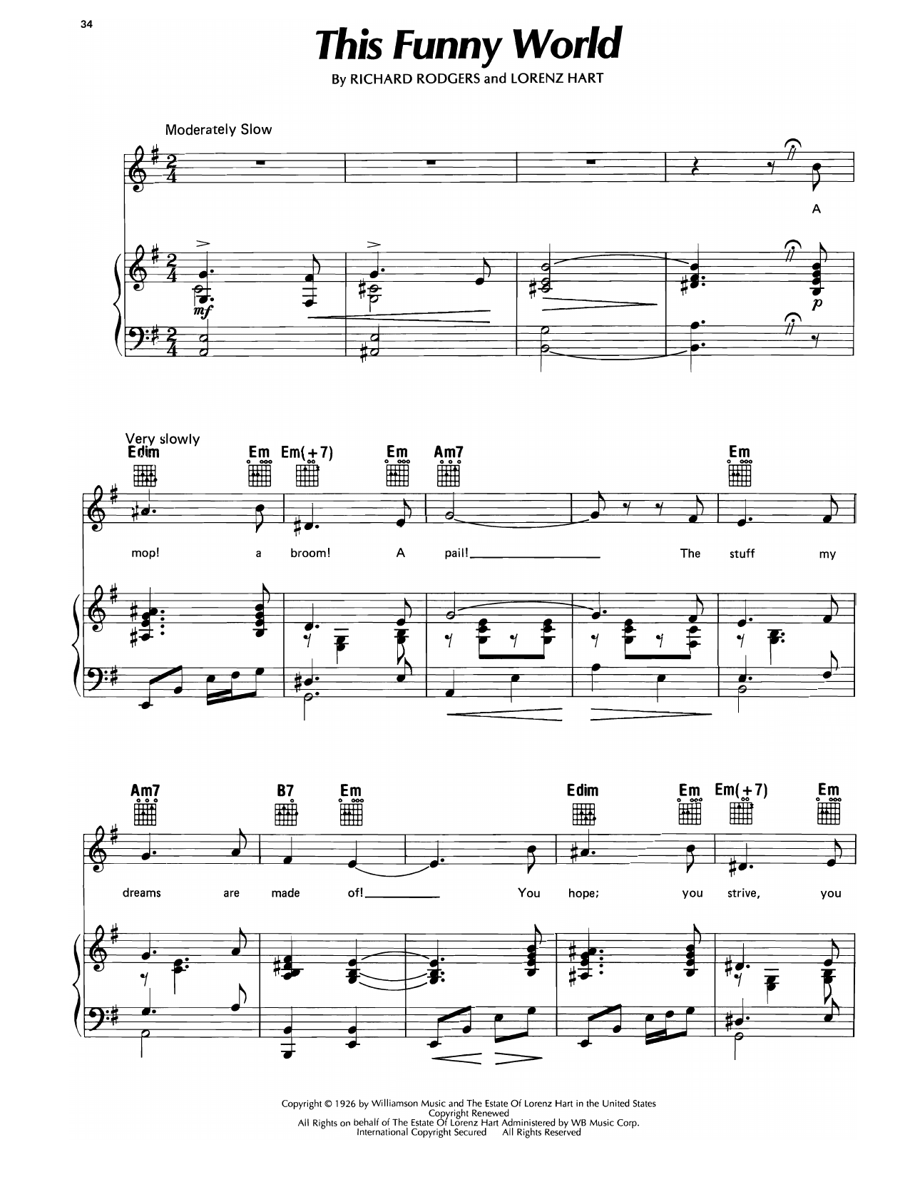 Lorenz Hart This Funny World (from Pal Joey) Sheet Music Notes & Chords for Piano, Vocal & Guitar Chords (Right-Hand Melody) - Download or Print PDF