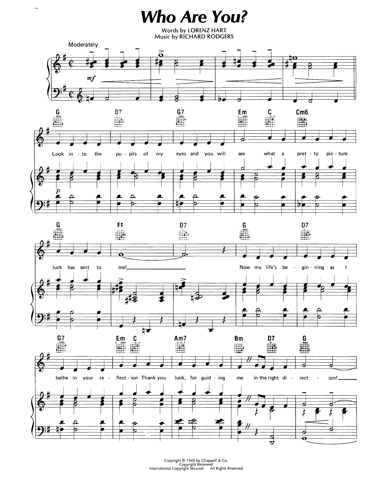 Lorenz Hart Who Are You? (from The Boys From Syracuse) Sheet Music Notes & Chords for Piano, Vocal & Guitar Chords (Right-Hand Melody) - Download or Print PDF