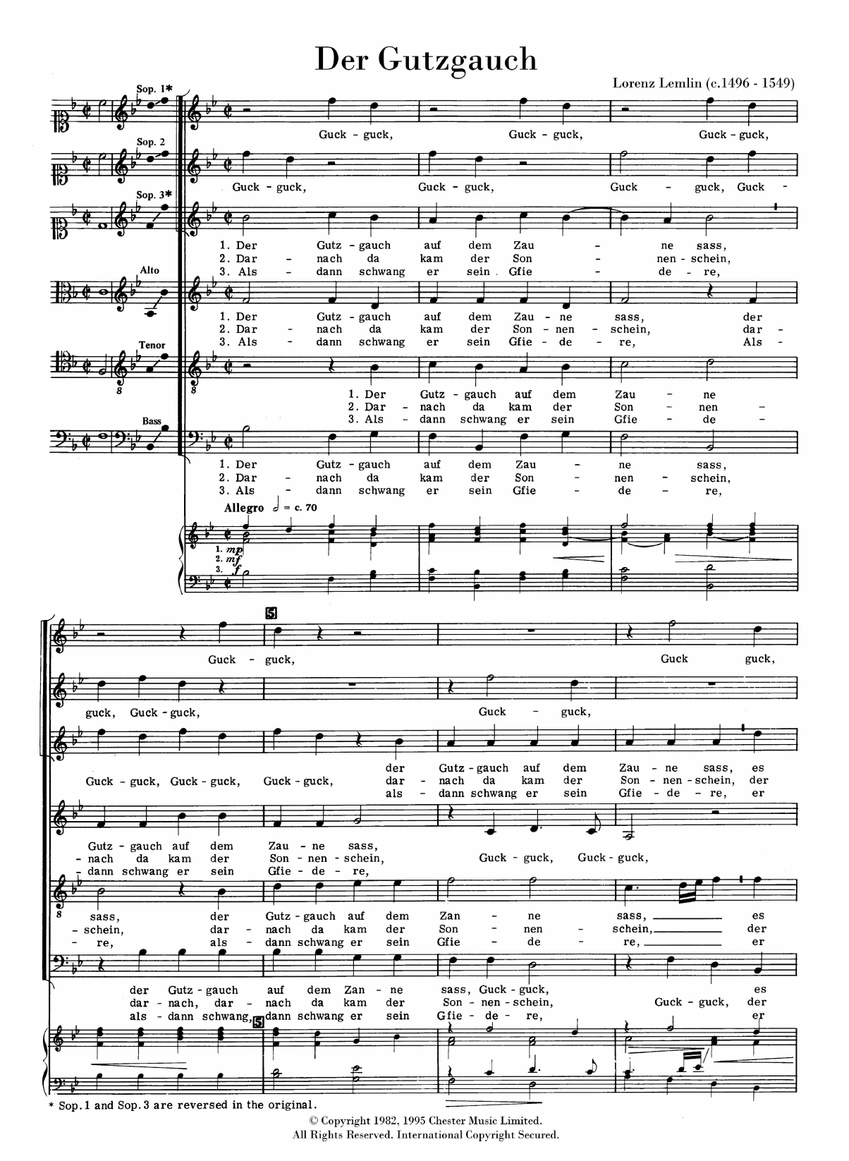 Lorenz Lemlin Der Gutzgauch Sheet Music Notes & Chords for SATB Choir - Download or Print PDF