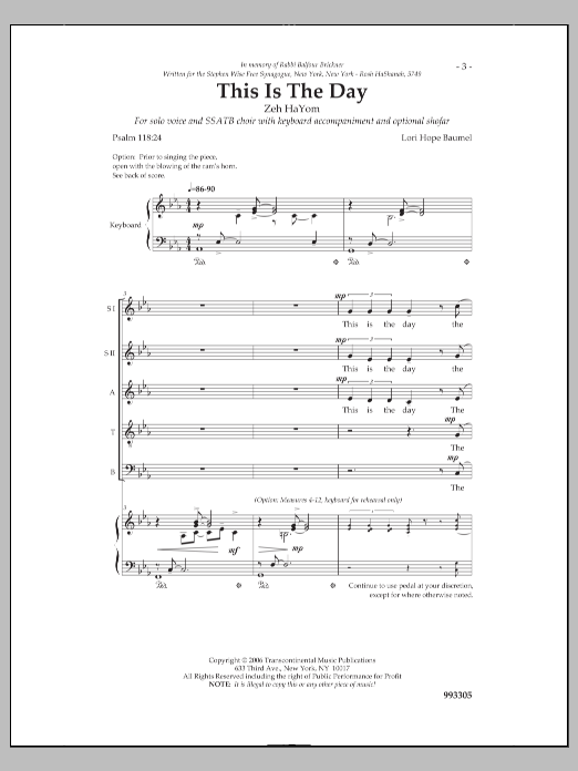 Lori Hope Baumel This Is the Day Sheet Music Notes & Chords for Choral - Download or Print PDF