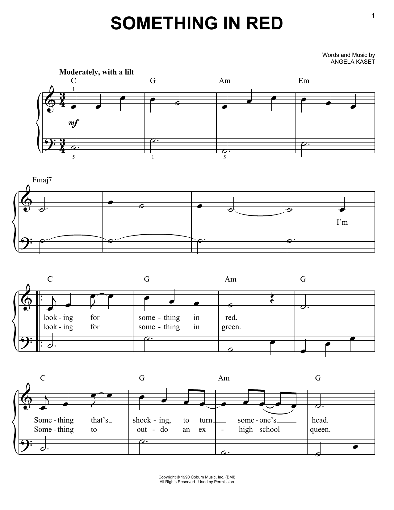 Lorrie Morgan Something In Red Sheet Music Notes & Chords for Easy Piano - Download or Print PDF
