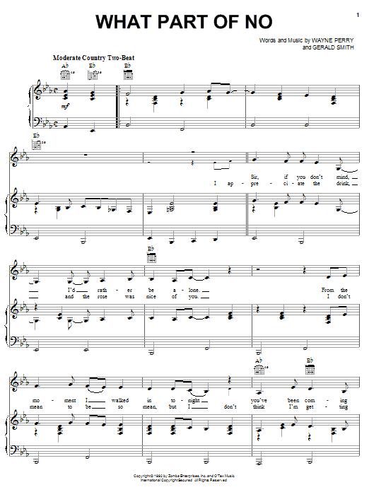 Lorrie Morgan What Part Of No Sheet Music Notes & Chords for Piano, Vocal & Guitar (Right-Hand Melody) - Download or Print PDF