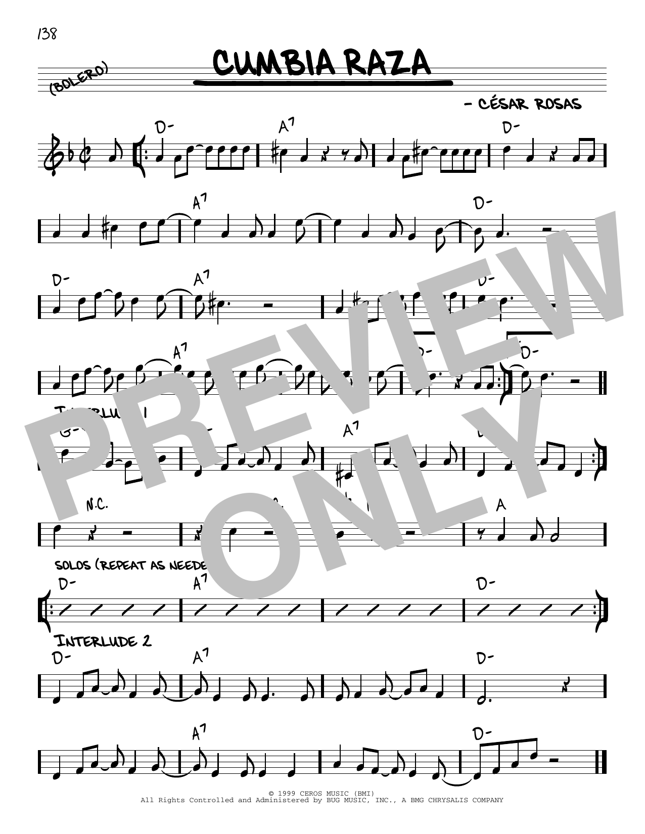 Los Lobos Cumbia Raza Sheet Music Notes & Chords for Real Book – Melody & Chords - Download or Print PDF