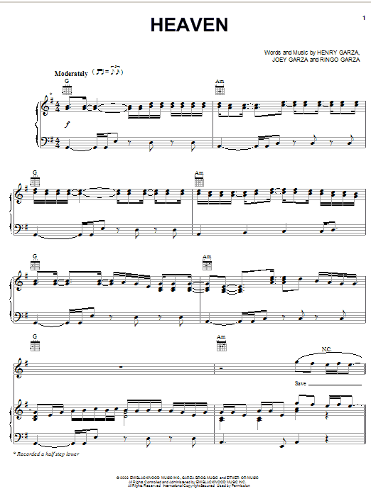 Los Lonely Boys Heaven Sheet Music Notes & Chords for Melody Line, Lyrics & Chords - Download or Print PDF