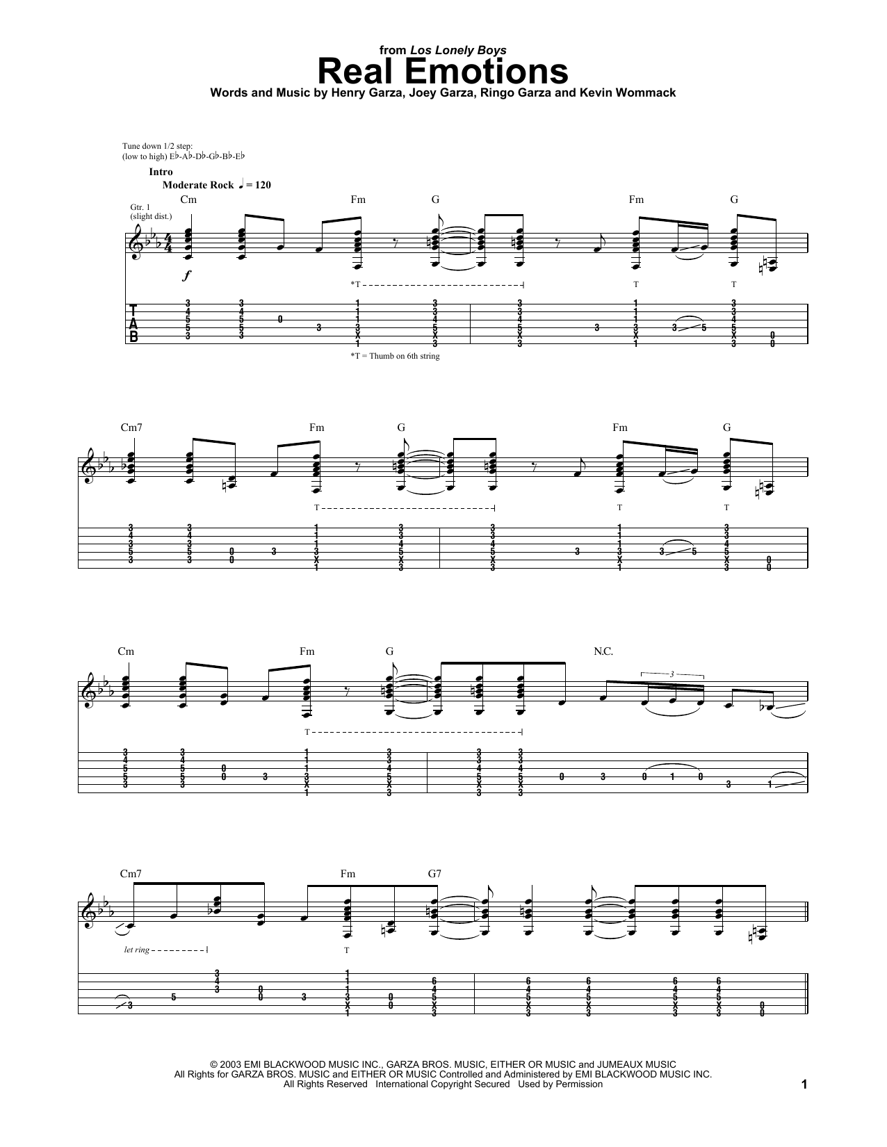 Los Lonely Boys Real Emotions Sheet Music Notes & Chords for Piano, Vocal & Guitar (Right-Hand Melody) - Download or Print PDF