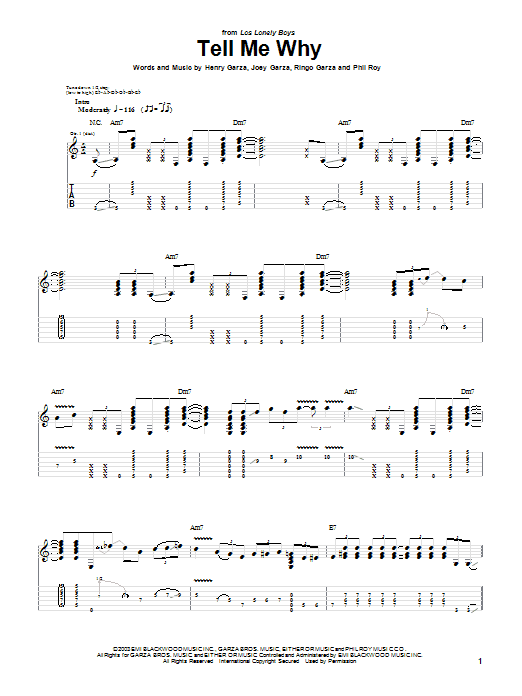 Los Lonely Boys Tell Me Why Sheet Music Notes & Chords for Piano, Vocal & Guitar (Right-Hand Melody) - Download or Print PDF