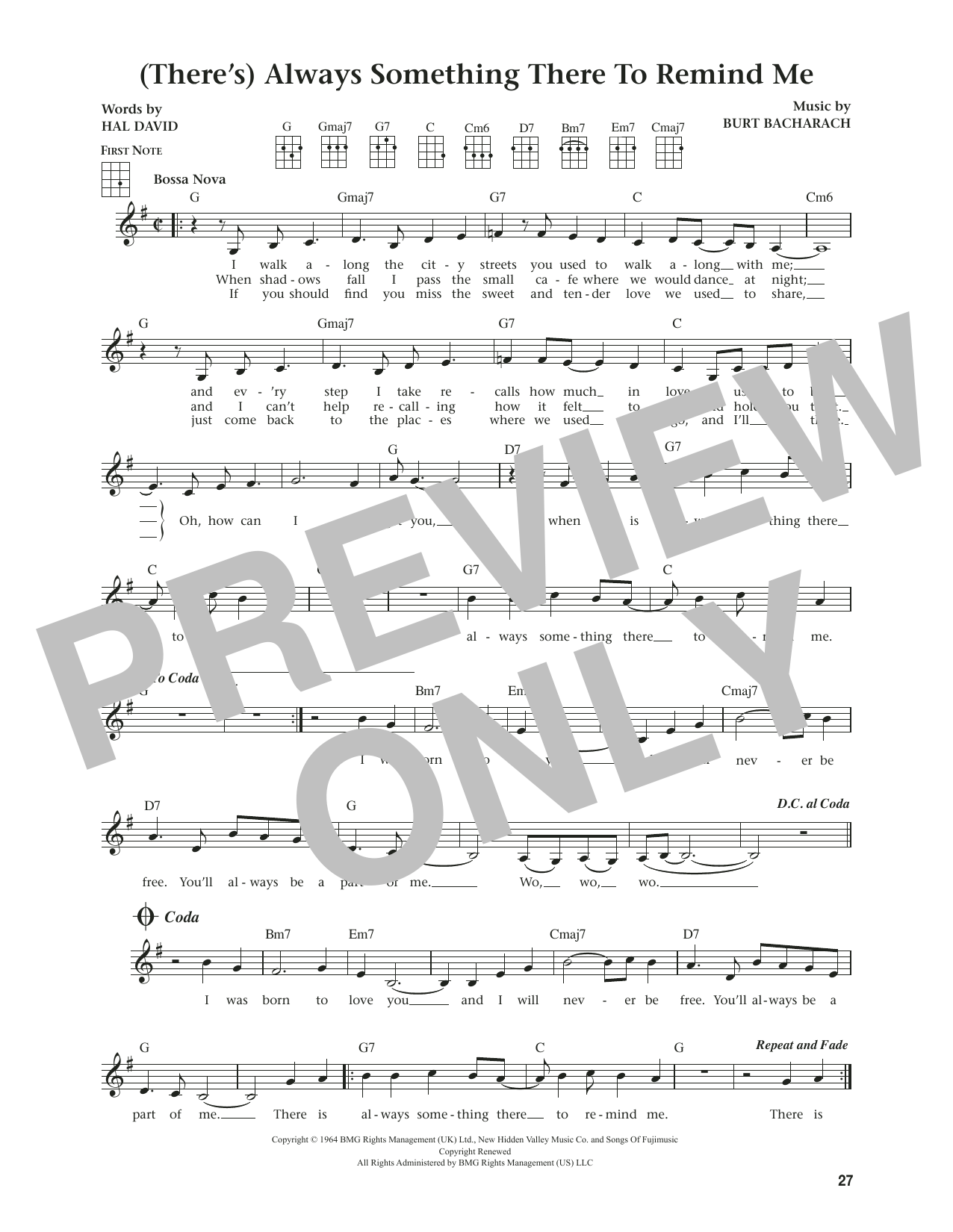 Lou Johnson (There's) Always Something There To Remind Me (from The Daily Ukulele) (arr. Jim Beloff) Sheet Music Notes & Chords for Ukulele - Download or Print PDF