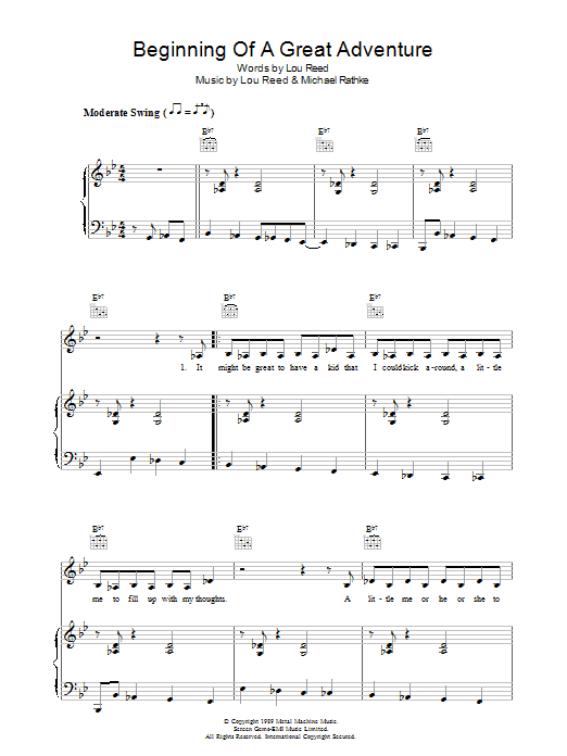 Lou Reed Beginning Of A Great Adventure Sheet Music Notes & Chords for Piano, Vocal & Guitar - Download or Print PDF