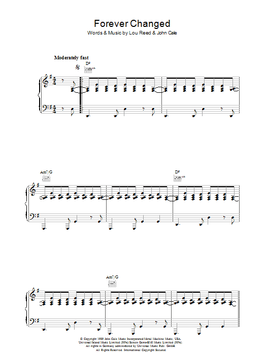 Lou Reed Forever Changed Sheet Music Notes & Chords for Piano, Vocal & Guitar - Download or Print PDF