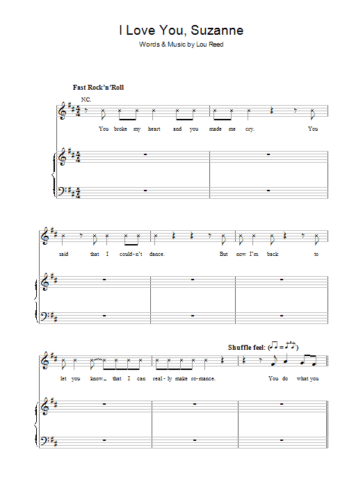 Lou Reed I Love You, Suzanne Sheet Music Notes & Chords for Violin Solo - Download or Print PDF
