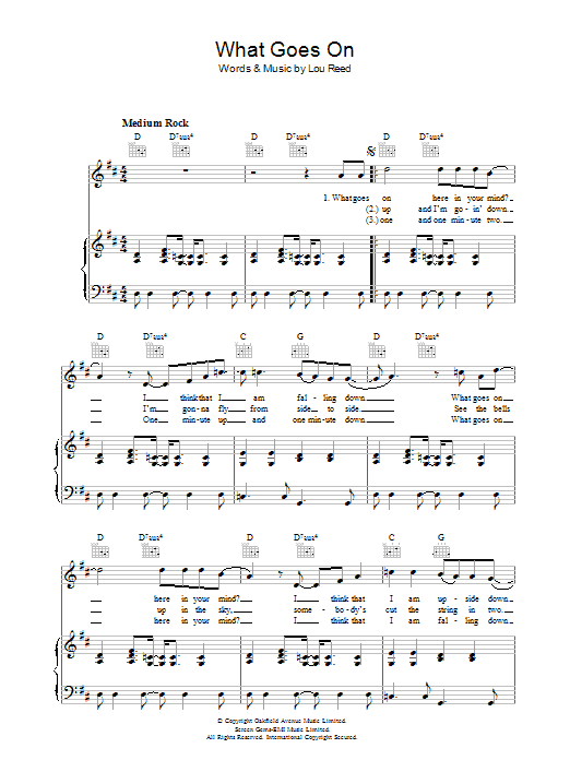 Lou Reed What Goes On Sheet Music Notes & Chords for Piano, Vocal & Guitar - Download or Print PDF