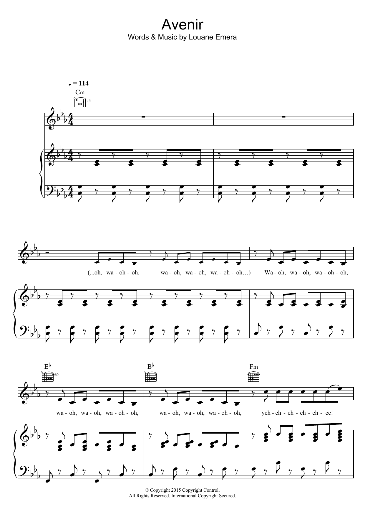 Louane Avenir Sheet Music Notes & Chords for Piano, Vocal & Guitar - Download or Print PDF