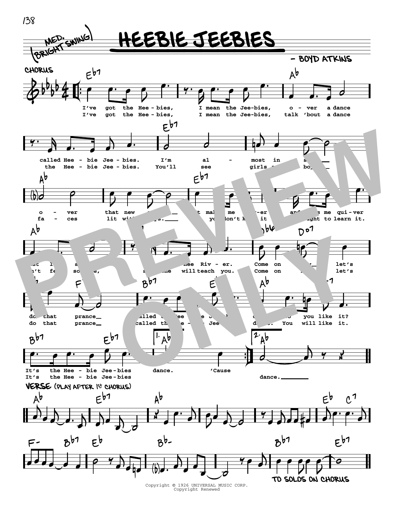 Louis Armstrong Heebie Jeebies (arr. Robert Rawlins) Sheet Music Notes & Chords for Real Book – Melody, Lyrics & Chords - Download or Print PDF