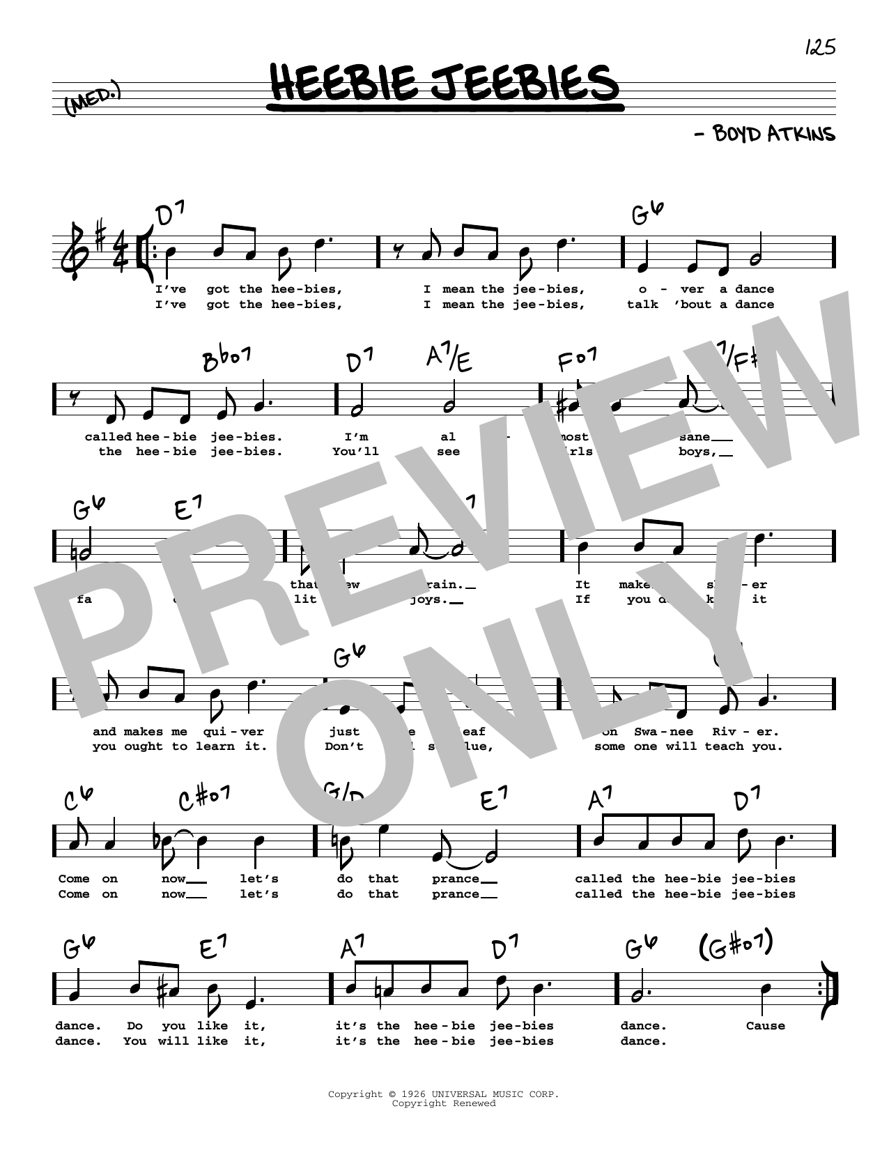 Louis Armstrong Heebie Jeebies (High Voice) Sheet Music Notes & Chords for Real Book – Melody, Lyrics & Chords - Download or Print PDF