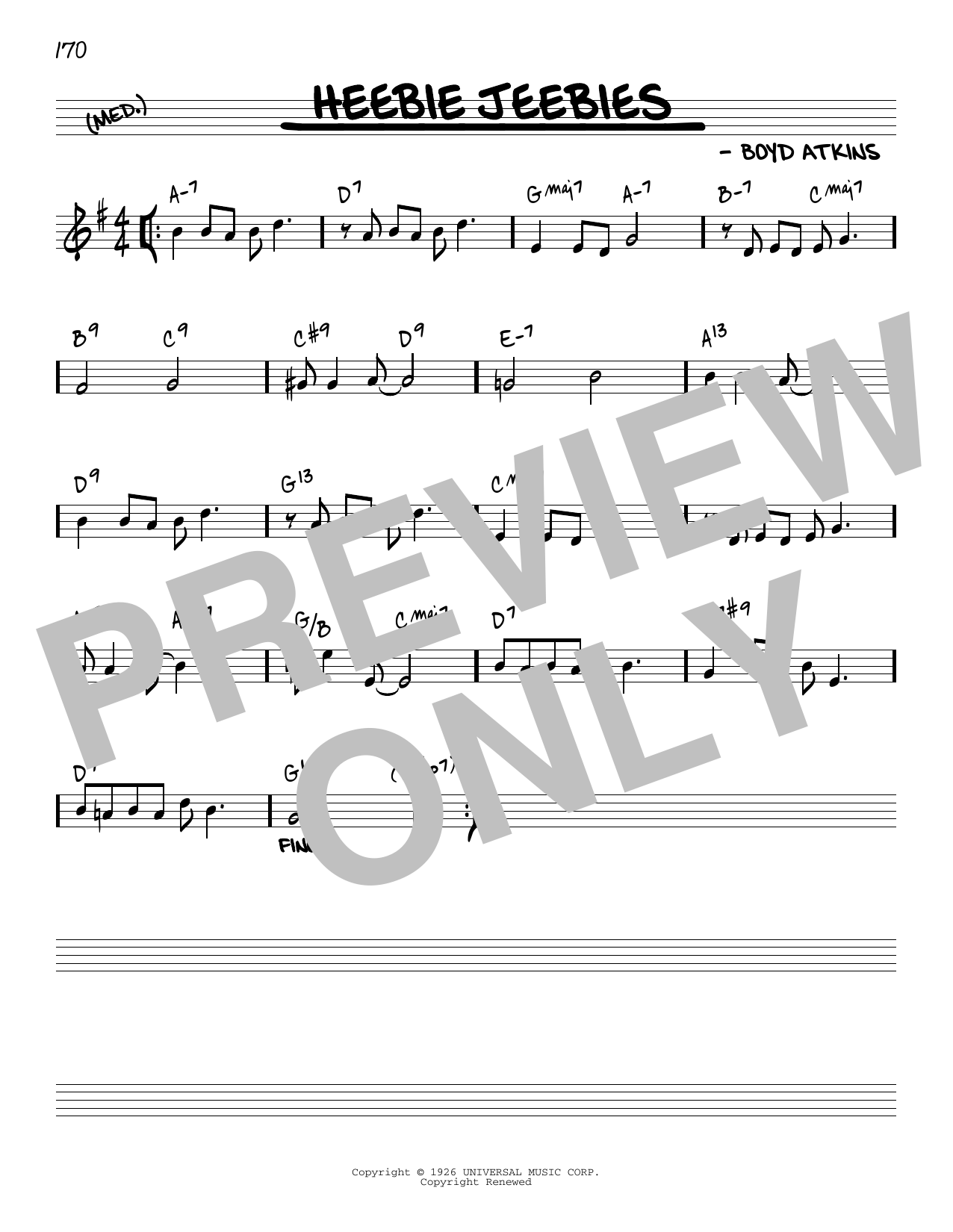 Louis Armstrong Heebie Jeebies [Reharmonized version] (arr. Jack Grassel) Sheet Music Notes & Chords for Real Book – Melody & Chords - Download or Print PDF