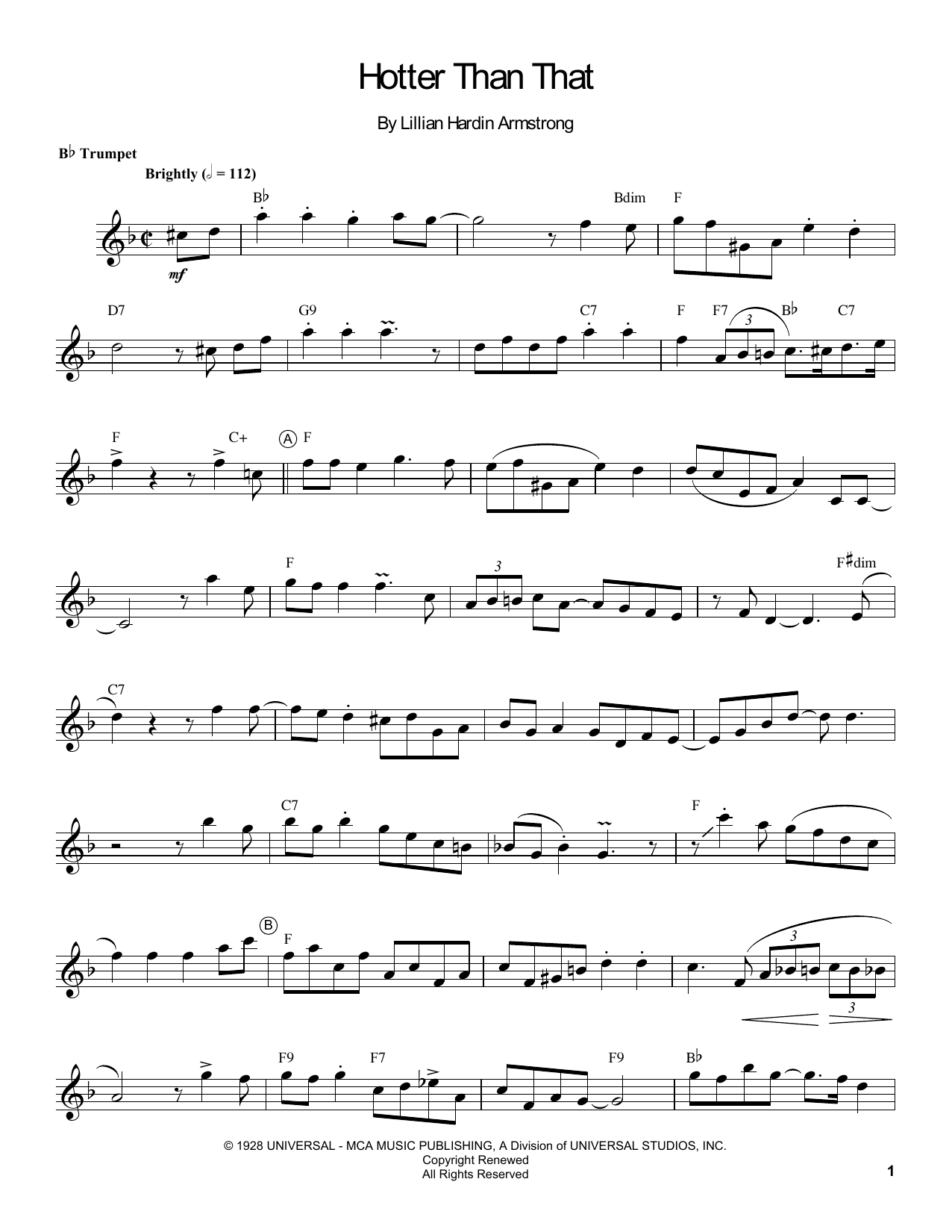 Louis Armstrong Hotter Than That Sheet Music Notes & Chords for Real Book – Melody, Lyrics & Chords - Download or Print PDF