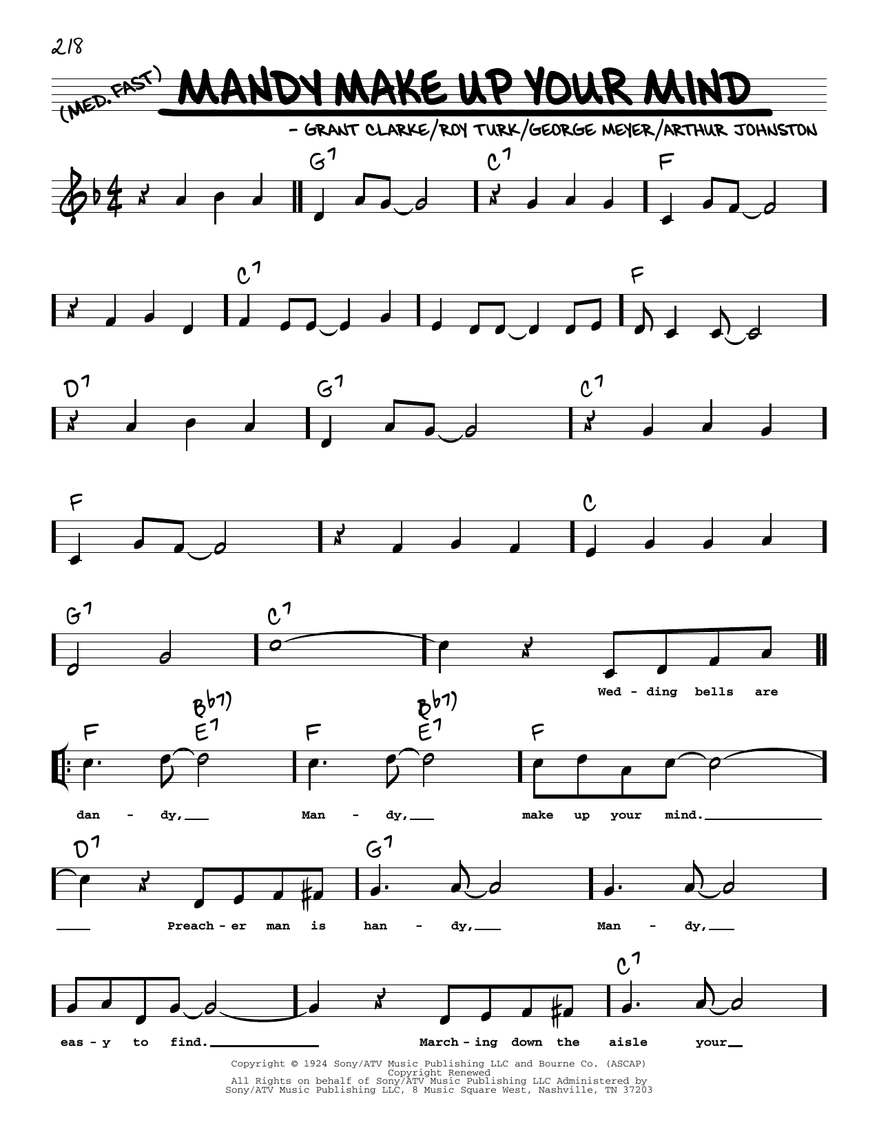 Louis Armstrong Mandy Make Up Your Mind (arr. Robert Rawlins) Sheet Music Notes & Chords for Real Book – Melody, Lyrics & Chords - Download or Print PDF