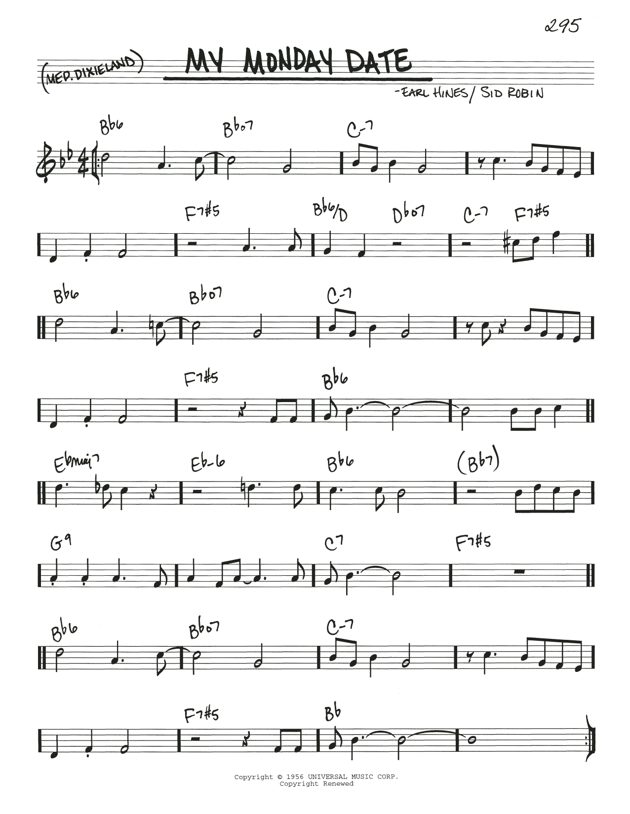 Louis Armstrong My Monday Date Sheet Music Notes & Chords for Real Book – Melody & Chords - Download or Print PDF