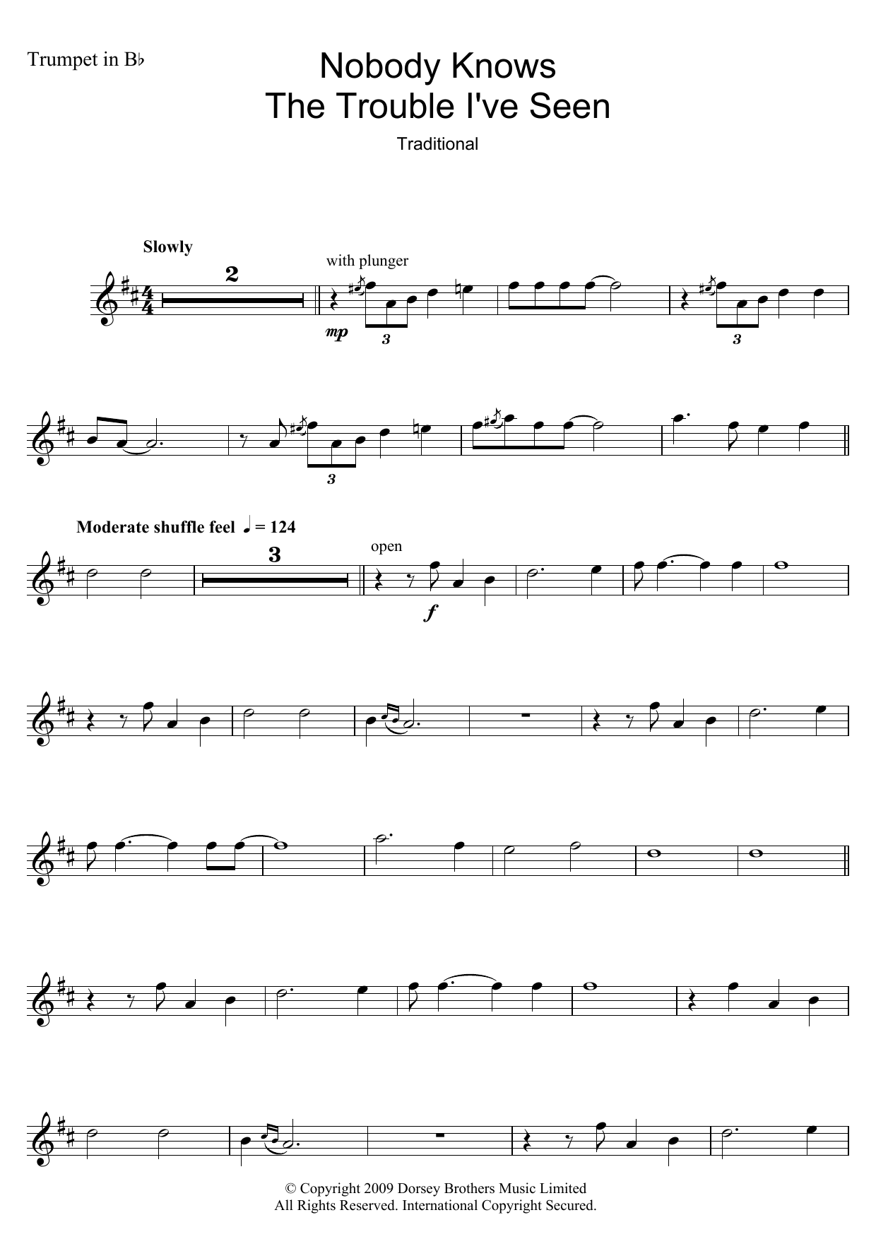 Louis Armstrong Nobody Knows The Trouble I've Seen Sheet Music Notes & Chords for Flute - Download or Print PDF