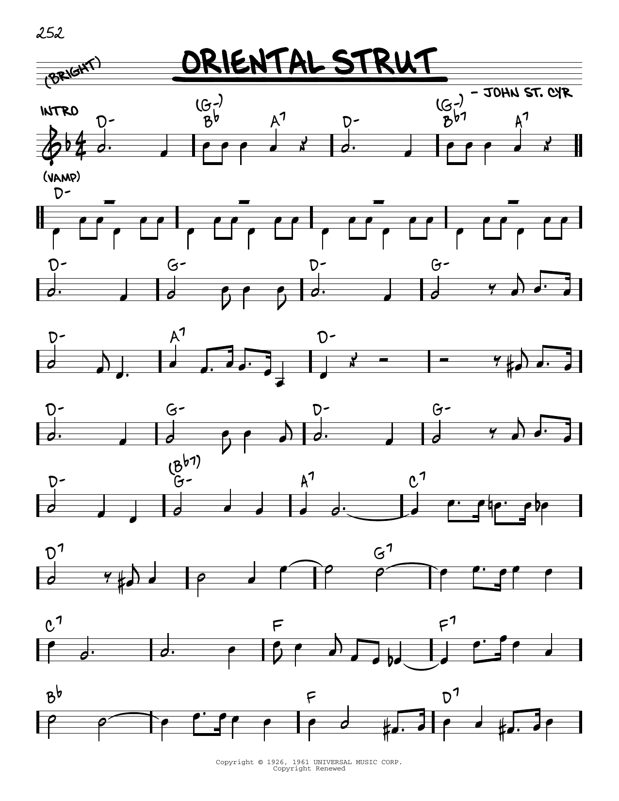 Louis Armstrong Oriental Strut (arr. Robert Rawlins) Sheet Music Notes & Chords for Real Book – Melody, Lyrics & Chords - Download or Print PDF