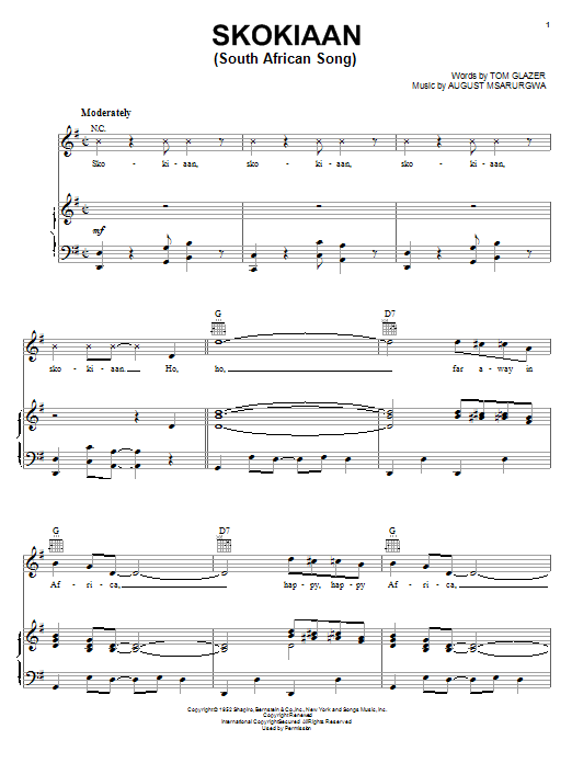 Louis Armstrong Skokiaan (South African Song) Sheet Music Notes & Chords for Piano, Vocal & Guitar (Right-Hand Melody) - Download or Print PDF Louis Armstrong Skokiaan (South African Song) Sheet Music Notes & Chords for Piano, Vocal & Guitar (Right-Hand Melody) - Download or Print PDF