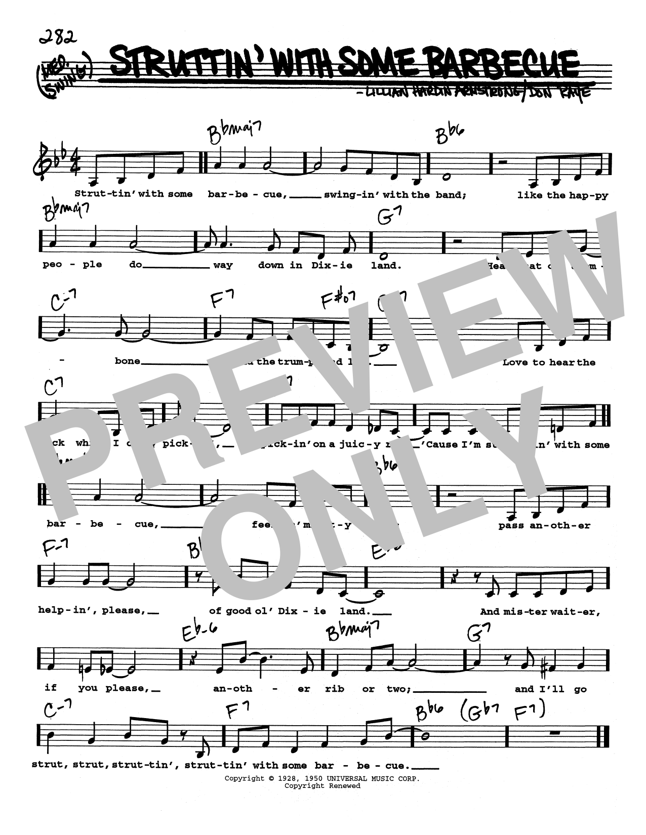 Louis Armstrong Struttin' With Some Barbecue (Low Voice) Sheet Music Notes & Chords for Real Book – Melody, Lyrics & Chords - Download or Print PDF