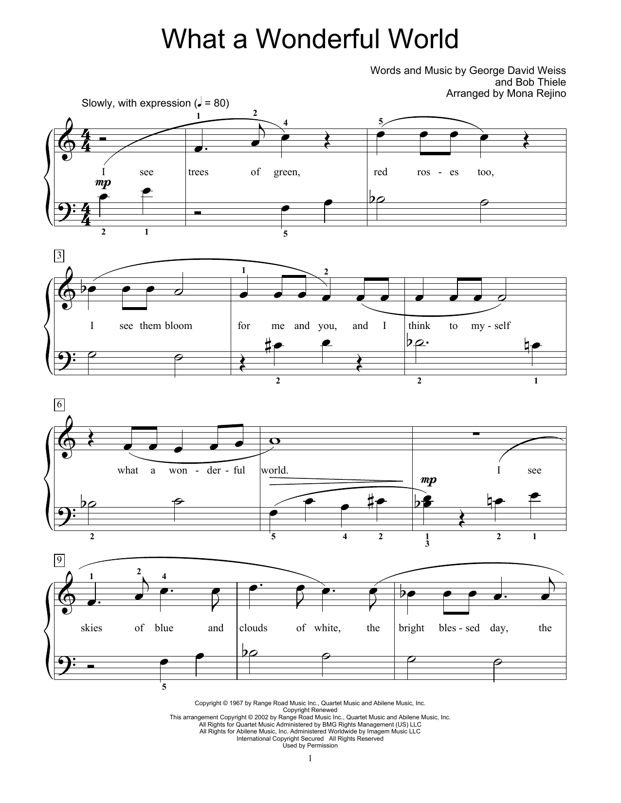 Louis Armstrong What A Wonderful World (arr. Mona Rejino) Sheet Music Notes & Chords for Educational Piano - Download or Print PDF