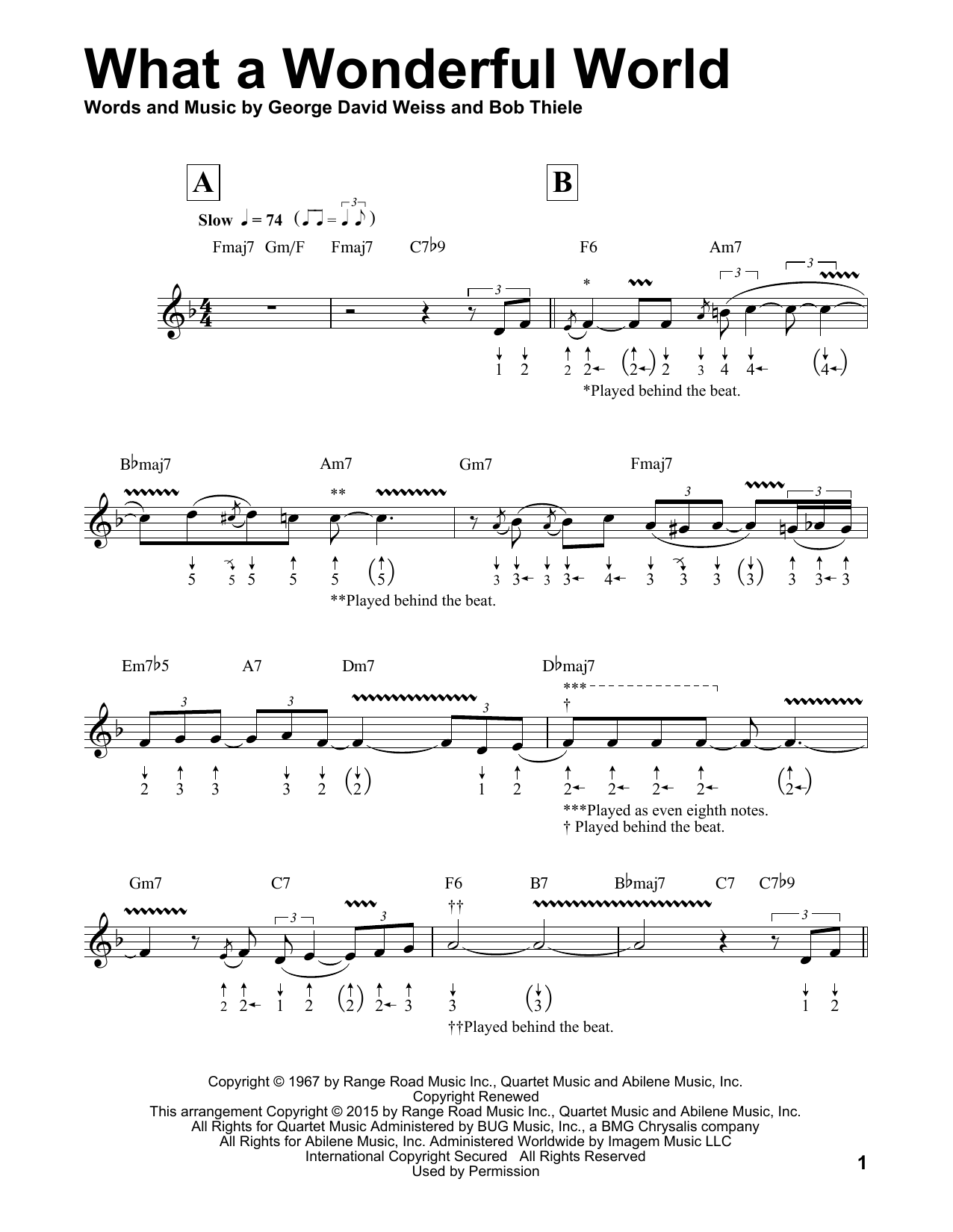 Louis Armstrong What A Wonderful World (arr. Will Galison) Sheet Music Notes & Chords for Harmonica - Download or Print PDF