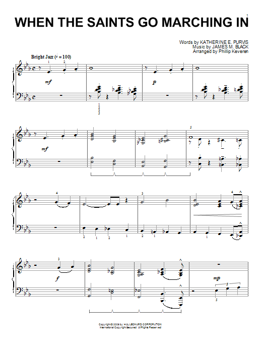 Louis Armstrong When The Saints Go Marching In Sheet Music Notes & Chords for Piano - Download or Print PDF