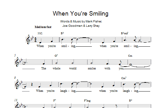 Louis Armstrong When You're Smiling (The Whole World Smiles With You) Sheet Music Notes & Chords for Piano, Vocal & Guitar (Right-Hand Melody) - Download or Print PDF