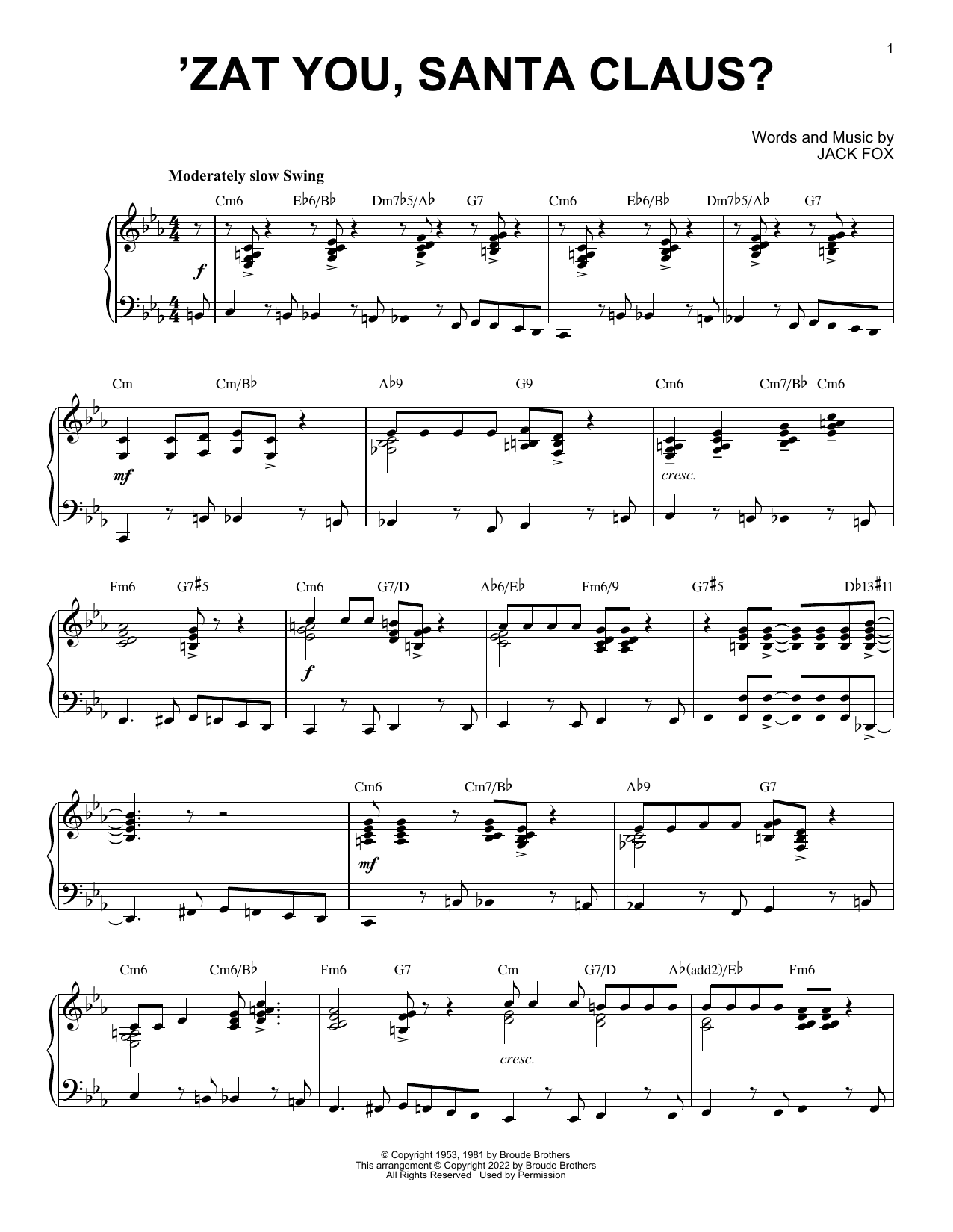 Louis Armstrong 'Zat You, Santa Claus? (arr. Brent Edstrom) Sheet Music Notes & Chords for Piano Solo - Download or Print PDF