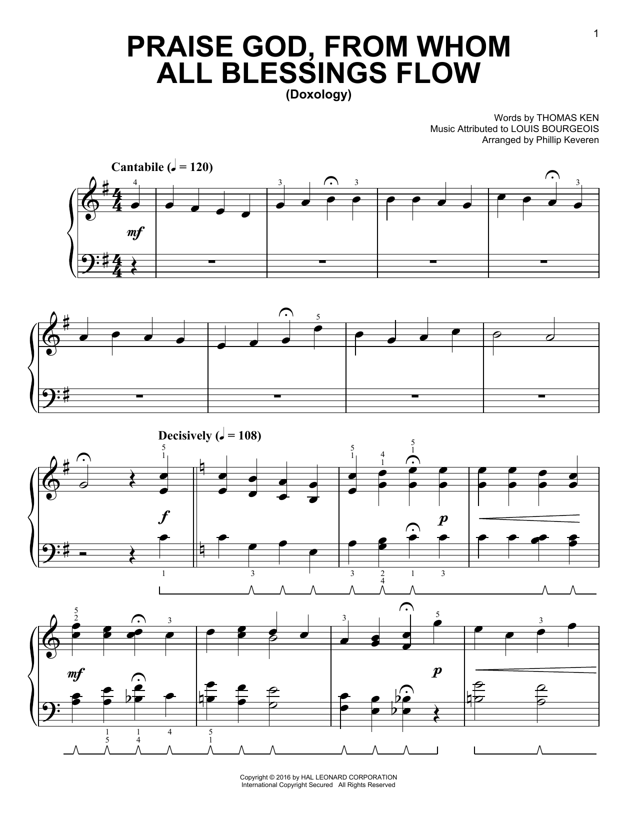 Phillip Keveren Praise God, From Whom All Blessings Flow [Classical version] (arr. Phillip Keveren) Sheet Music Notes & Chords for Easy Piano - Download or Print PDF